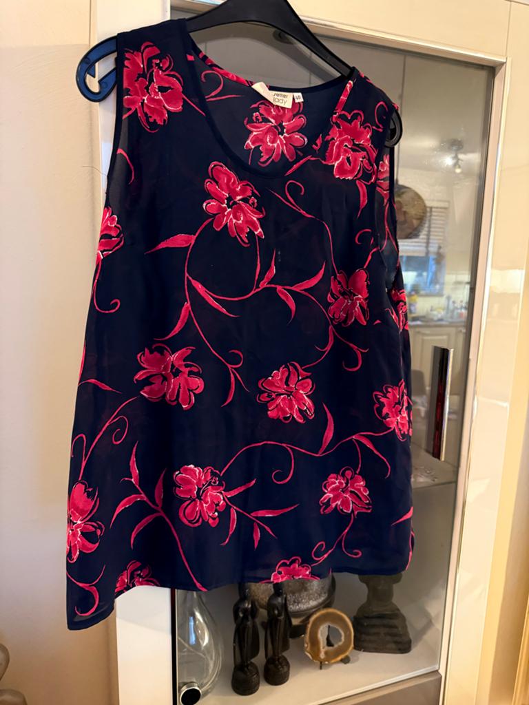 Setter Lady mouwloze top met bloemenprint, maat 40, Maat 38/40 (M), Blauw, Ophalen of Verzenden, Zo goed als nieuw