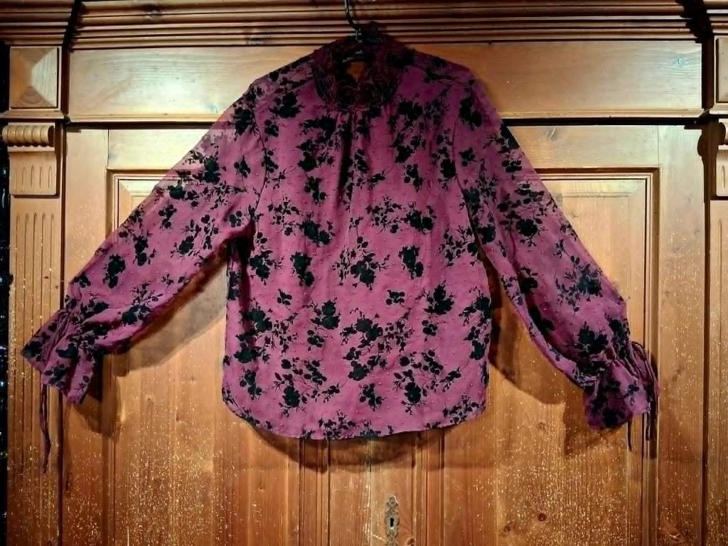 Blouse bordeaux zwarte bloemen L Amisu, Overige kleuren, Maat 42/44 (L), Ophalen of Verzenden, Zo goed als nieuw