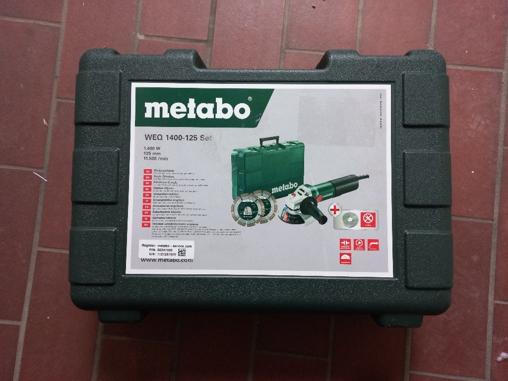 Nieuwe Metabo WEQ 1400-125set en 25 schijven incl. 2xdiamant, Doe-het-zelf en Verbouw, Ophalen, Nieuw, 1000 watt of meer, Haakse handslijpmachine