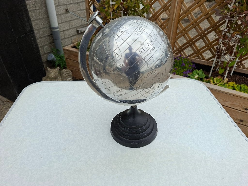 super mooie vintage chrome metalen wereldbol, Ophalen of Verzenden, Zo goed als nieuw