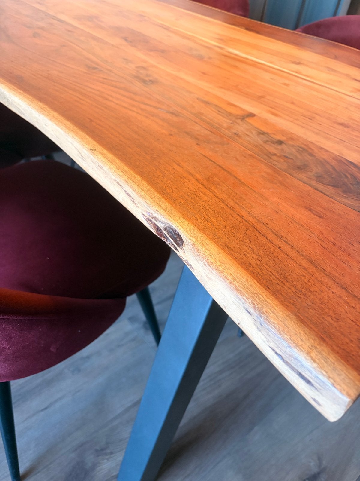 Houten boomstam eettafel, Ophalen, Gebruikt, 50 tot 100 cm, 150 tot 200 cm