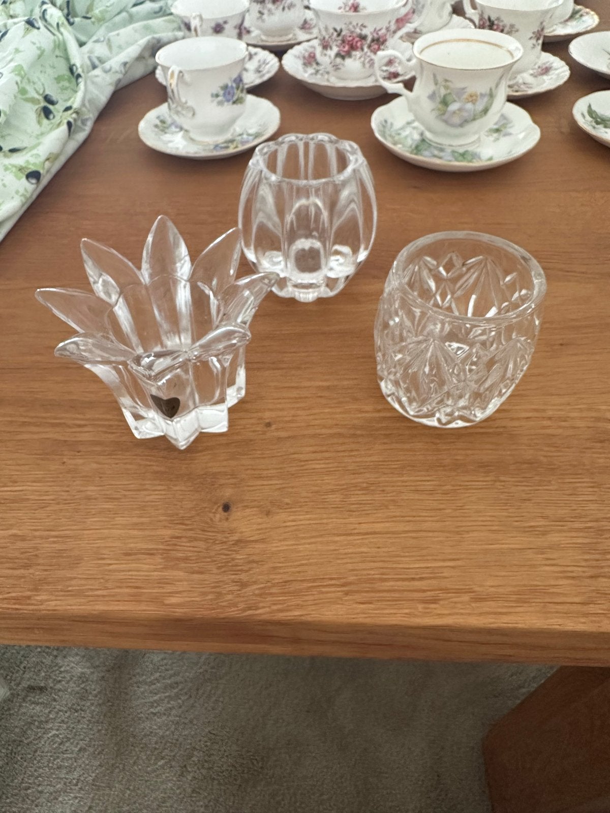 Set van 3  theelichthouders  1x echt kristal met label!, Ophalen