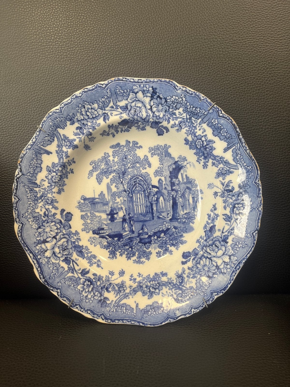 Antieke Engelse Blauwe en Witte Transferware Schaalplaat, Ophalen of Verzenden