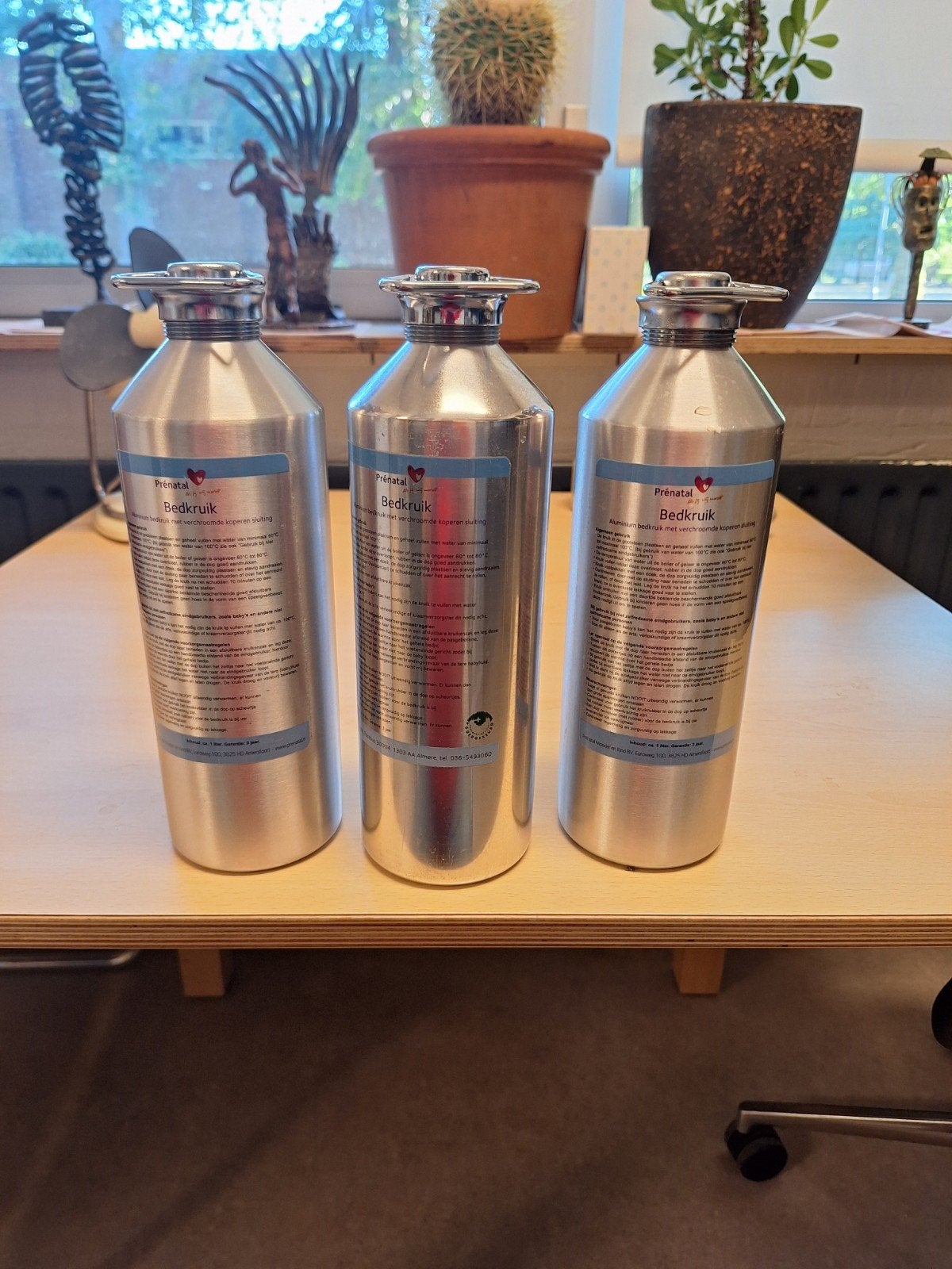 3x Prénatal Aluminium Bedkruik met koperen sluiting, Ophalen of Verzenden