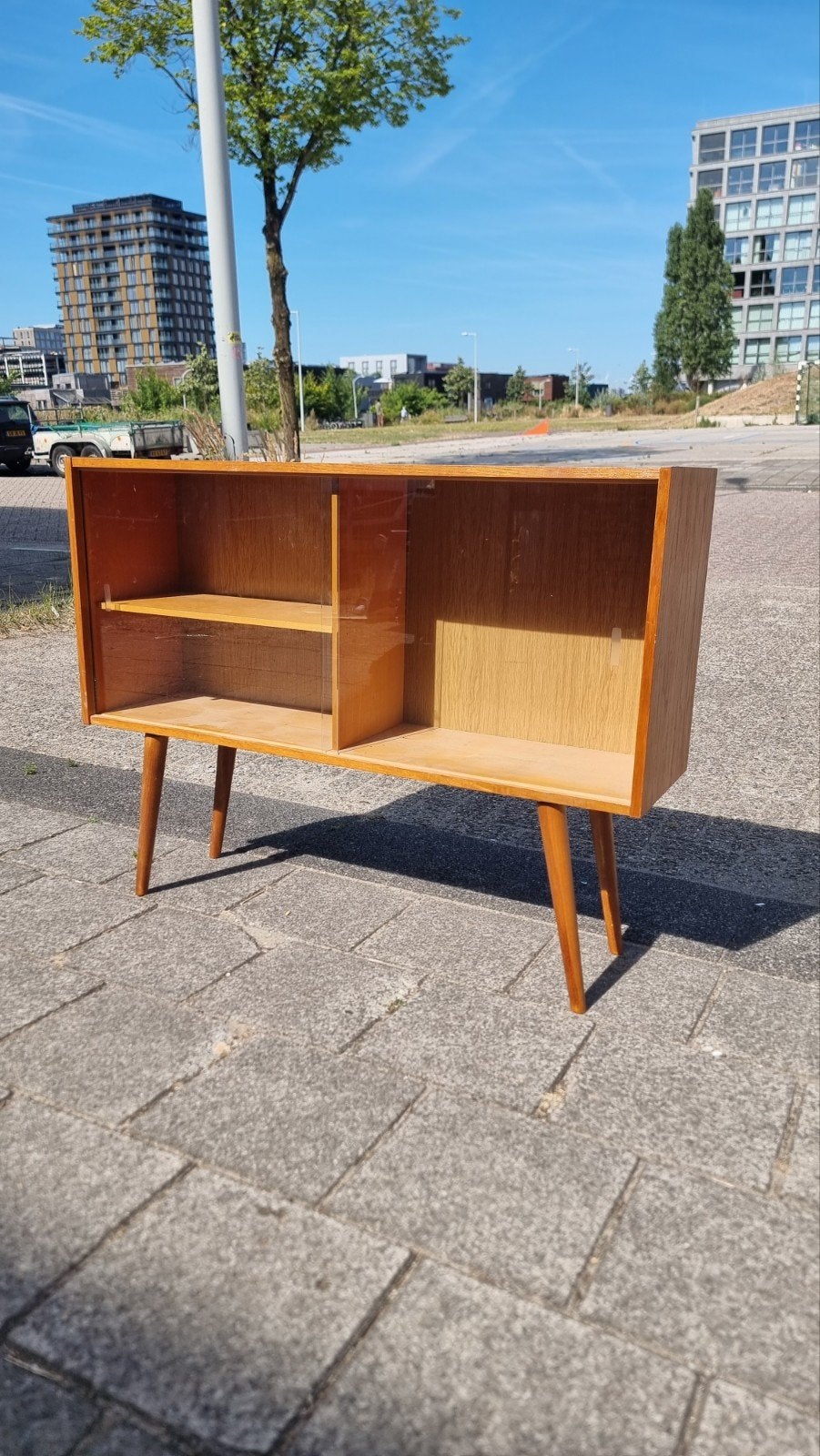 vintage dressoir met vitrine jaren 60, ,, Ophalen of Verzenden, Zo goed als nieuw, ,