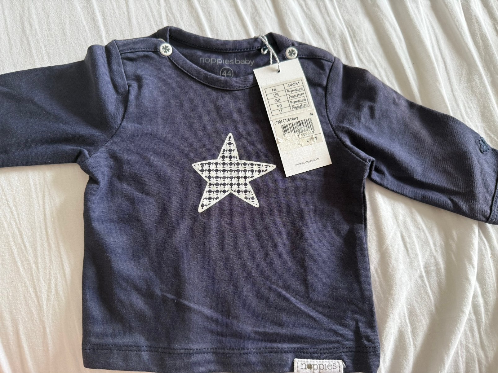 Noppies prematuur blauw shirt maat 44 NIEUW, Kinderen en Baby's, Babykleding | Prematuur, Ophalen of Verzenden, Nieuw, Jongetje of Meisje
