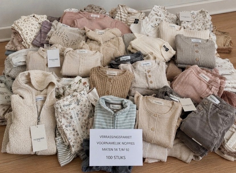 Nieuw pakket babykleding 100 stuks o.a. Noppies feetje, Kinderen en Baby's, Verzenden, Nieuw, Overige maten