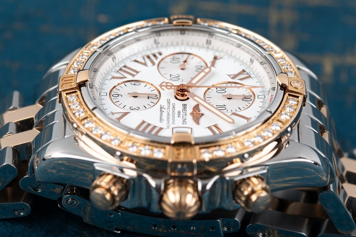 Breitling Chronomat Evolution C13356 18K Staal Rosé Diamante, Ophalen, Staal, Gebruikt, Breitling
