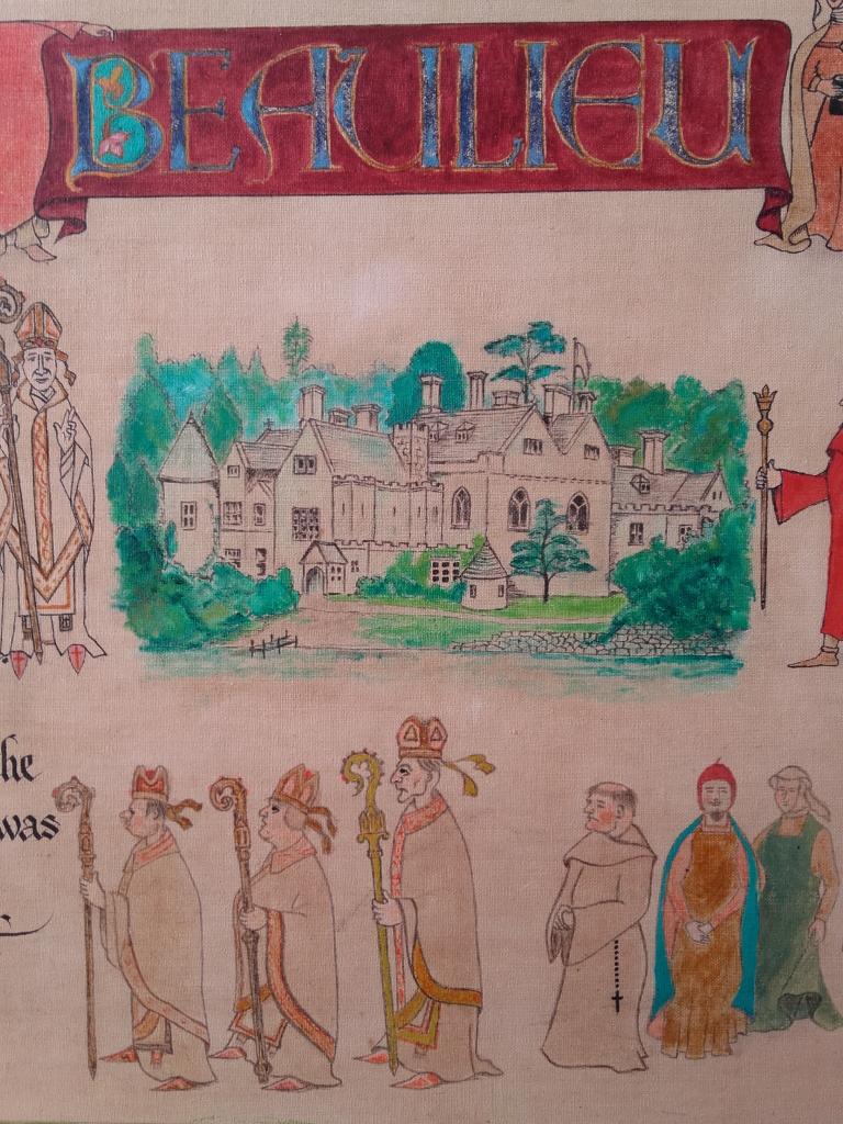 Beaulieu abbey oud ingelijste schilderij uit Engeland 56 cm., Ophalen of Verzenden