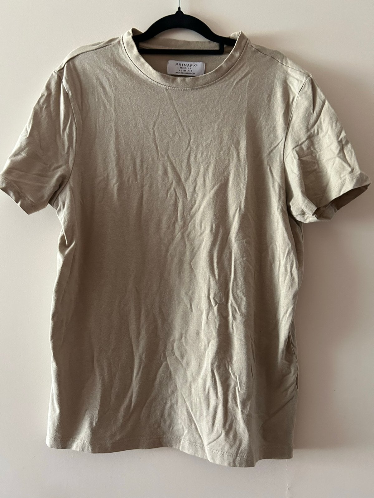 Primark Slim Fit T-shirt Maat M Beige, Kleding | Heren, Ophalen of Verzenden, Gedragen, Maat 48/50 (M), Beige