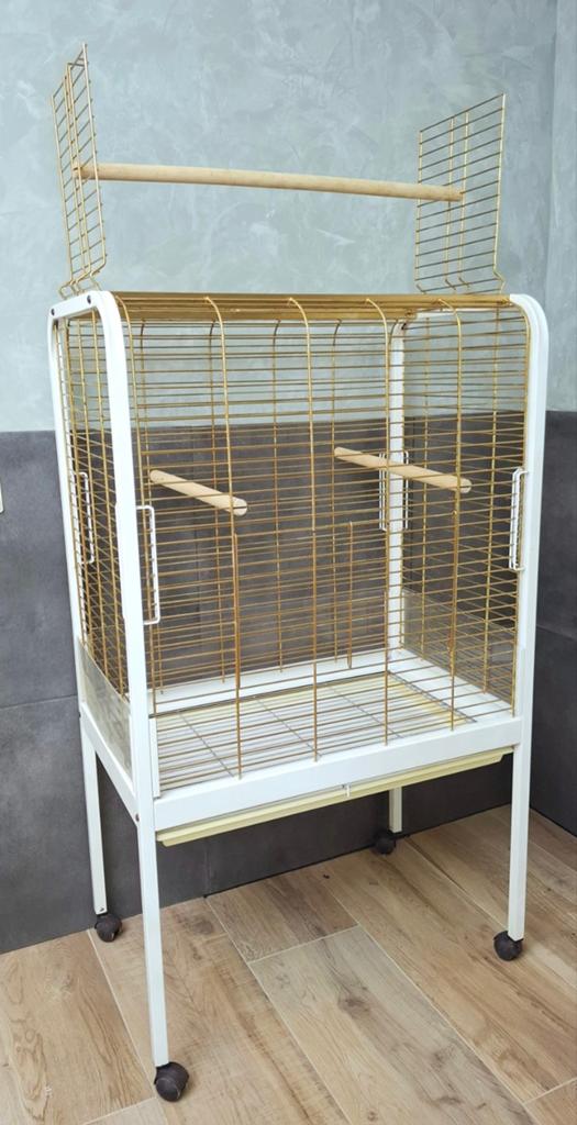 Grote papegaaienkooi / vogelkooi met open dak en wielen, Dieren en Toebehoren, Vogels | Hokken en Kooien, Gebruikt, Vogelkooi
