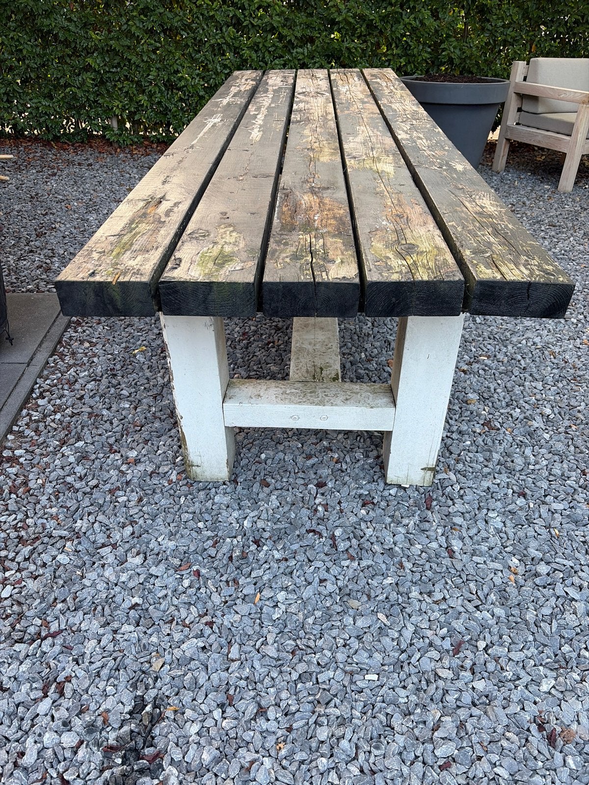 GRATIS houten tuintafel - 91x300 cm, Tuin en Terras, Tuintafels, Ophalen, Gebruikt, Rechthoekig, Hout