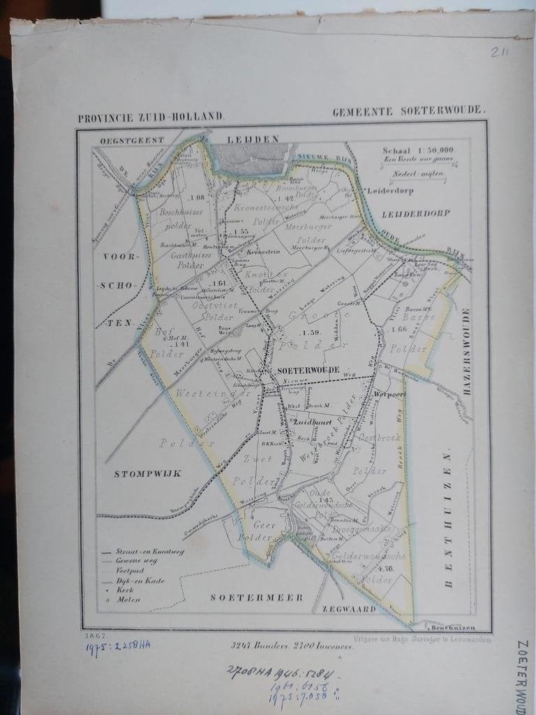 211 / Soeterwoude Zoeterwoude Litho van J. Kuyper uit 1867, Ophalen of Verzenden