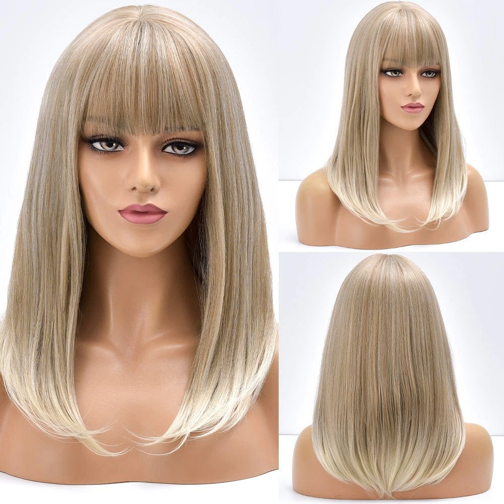 Blonde Dames Pruik Met Pony Vrouwen Blond Haarstuk Lang Haar, Verzenden, Nieuw, Pruik of Haarverlenging