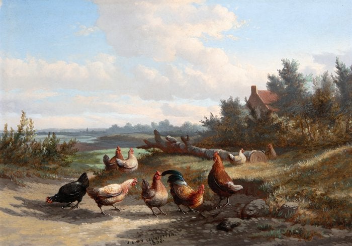 Schilderij Johan Lodewijk van !eemputten, Paneel, Bijzondere lijst, Dieren, Ophalen of Verzenden