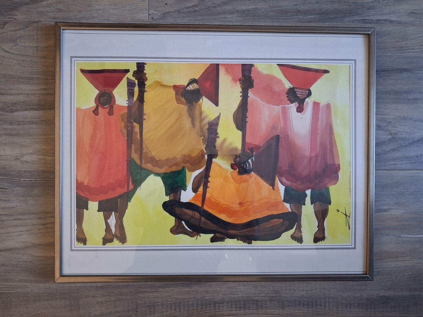 Aquarel # Stamhoofden, Antiek en Kunst, Ophalen of Verzenden