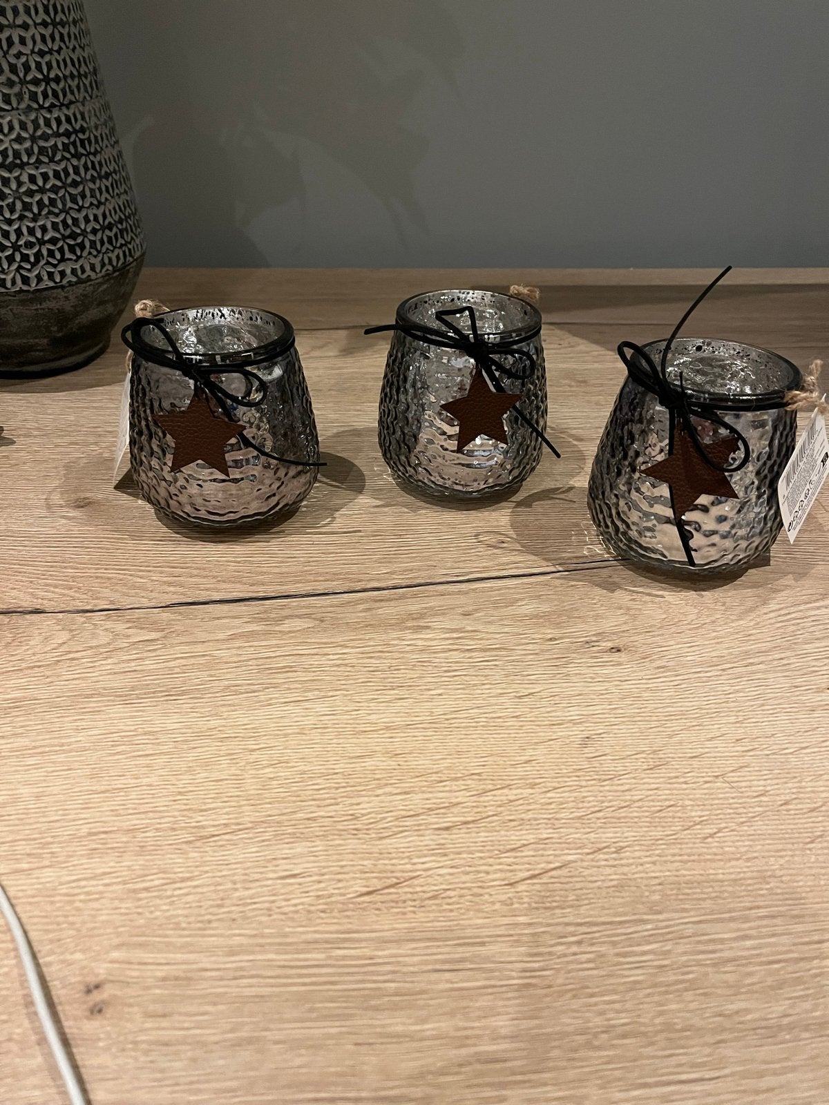 Set van 3 zilverkleurige theelichthouders met ster, Verzenden, Overige merken, Waxinelichthouder, Nieuw