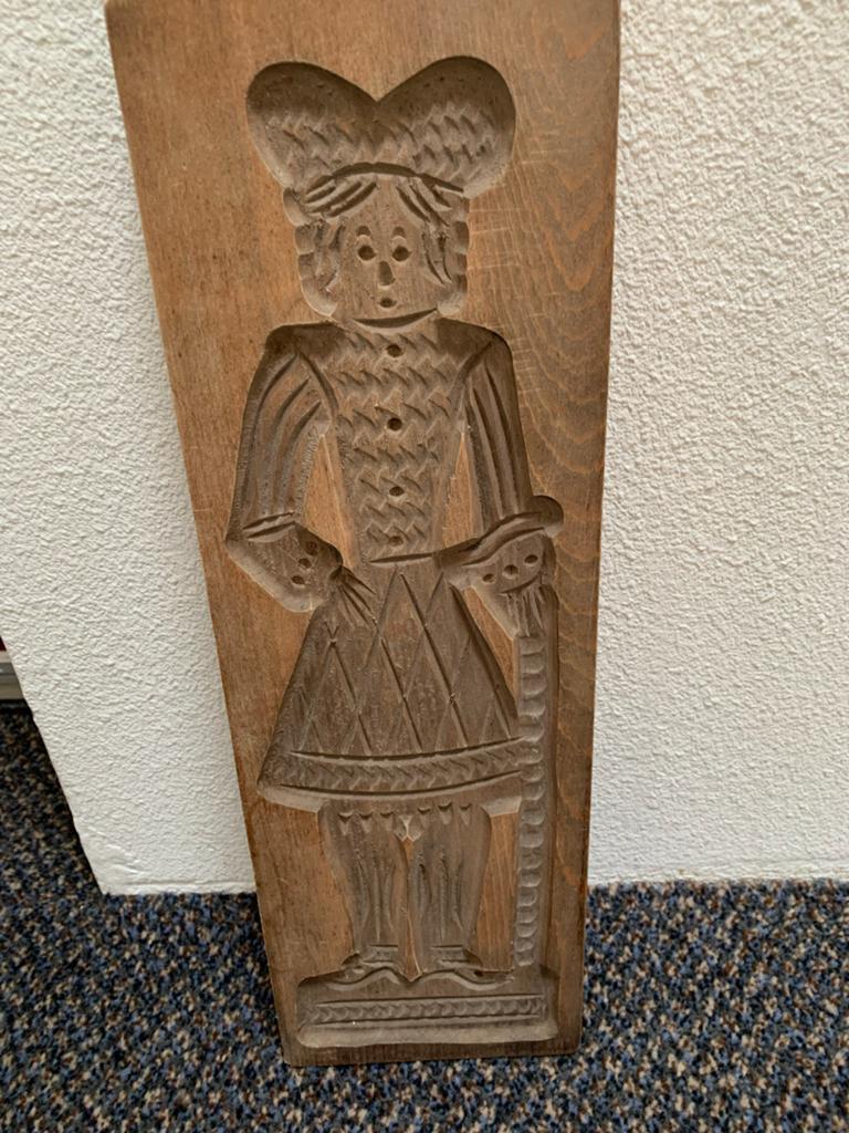 Antieke houten speculaasplank - Man met hoed, Ophalen