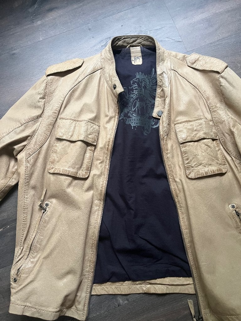 T.k.a leren jas Gipsy heren, Beige, Ophalen of Verzenden, Gedragen, Gipsy