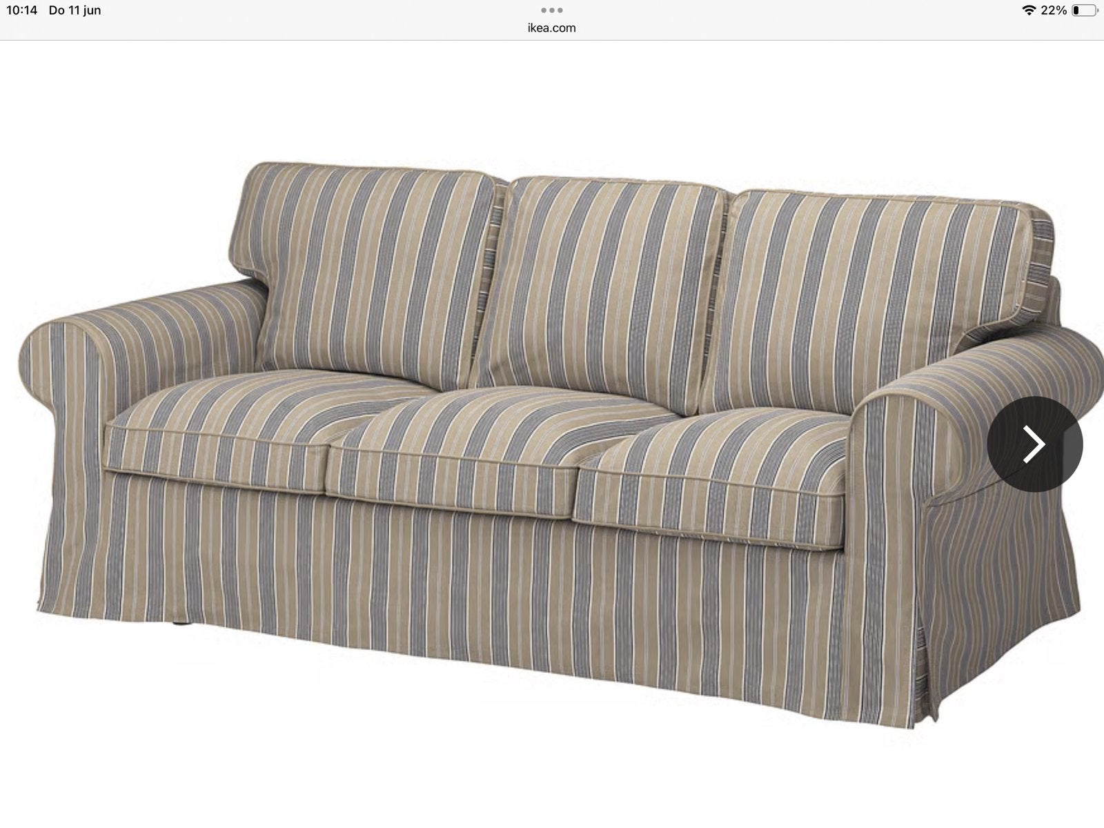 Hoes Karlshov beige 3-zits bank Ektorp Ikea te koop €75, Ophalen of Verzenden, Zo goed als nieuw, Beige