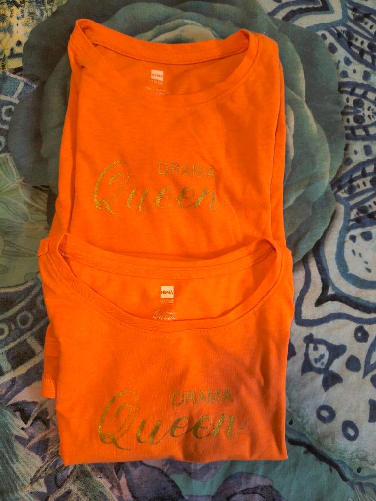 Hema Oranje Shirt en Jurkje Maat 146/152, Ophalen of Verzenden, Gebruikt, Hema, Meisje
