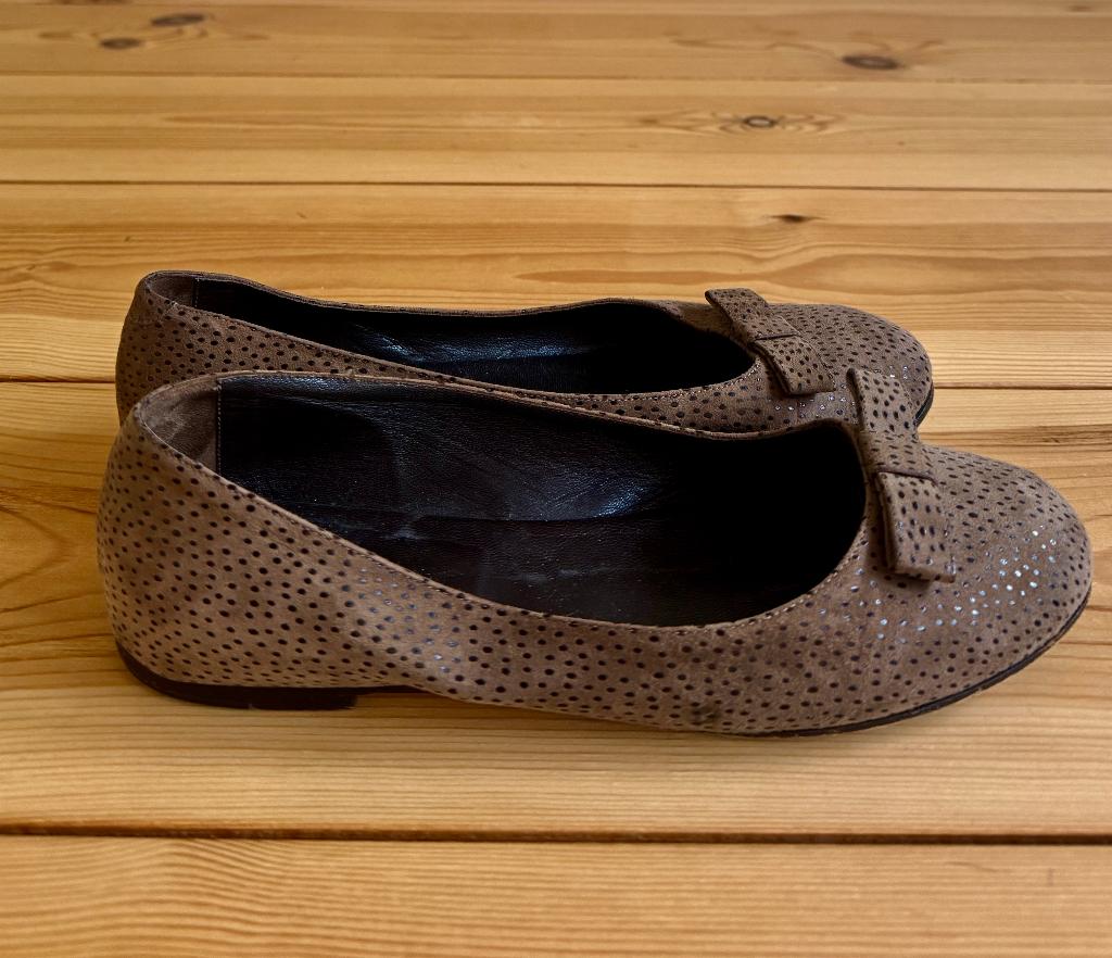 Panara ballerina’s - Bruin Zwart leer / suede - maat 38,5, Kleding | Dames, Schoenen, Ophalen of Verzenden, Zo goed als nieuw