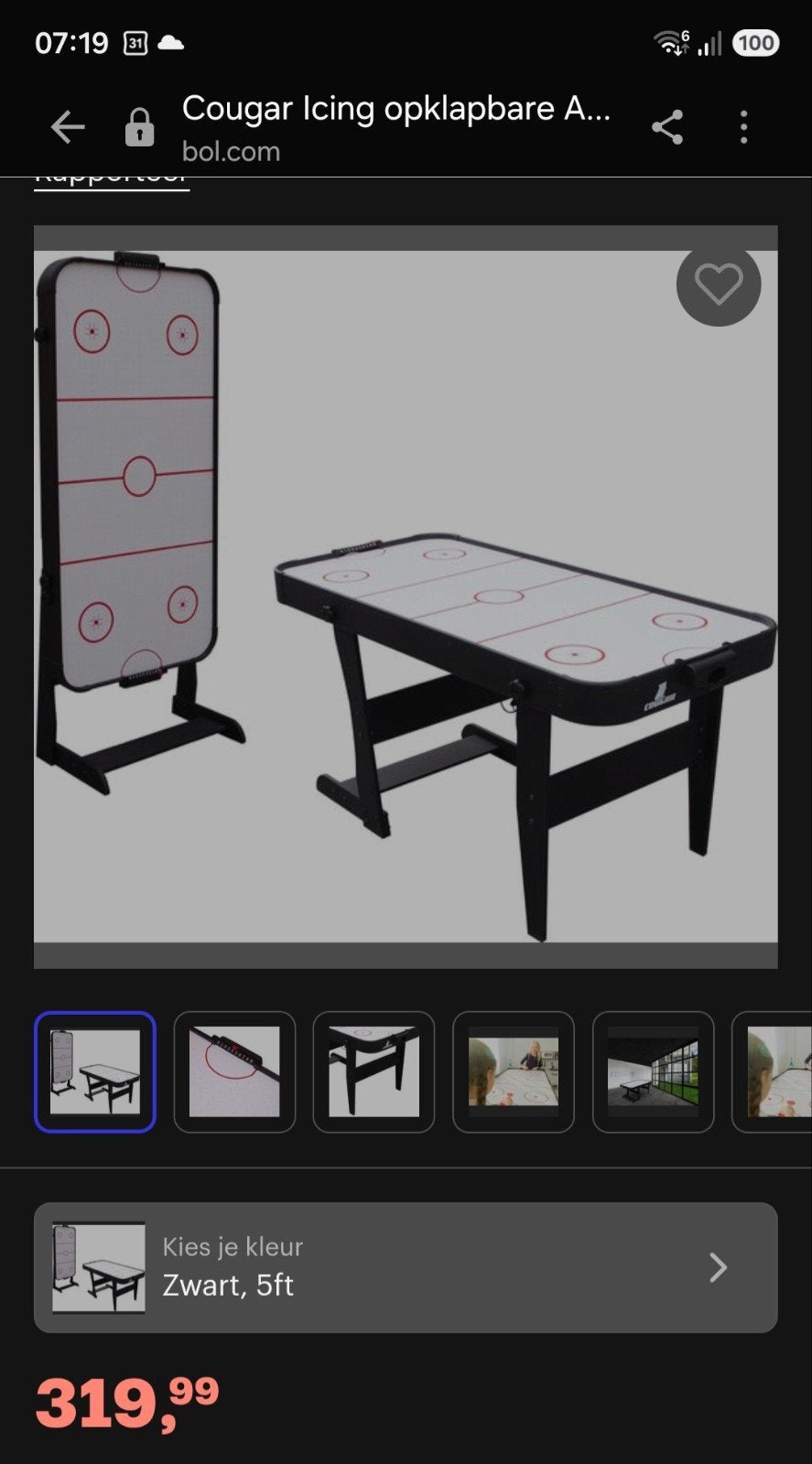 opklapbare airhockey tafel, mooi groot model, sterke motor!, Ophalen, Zo goed als nieuw