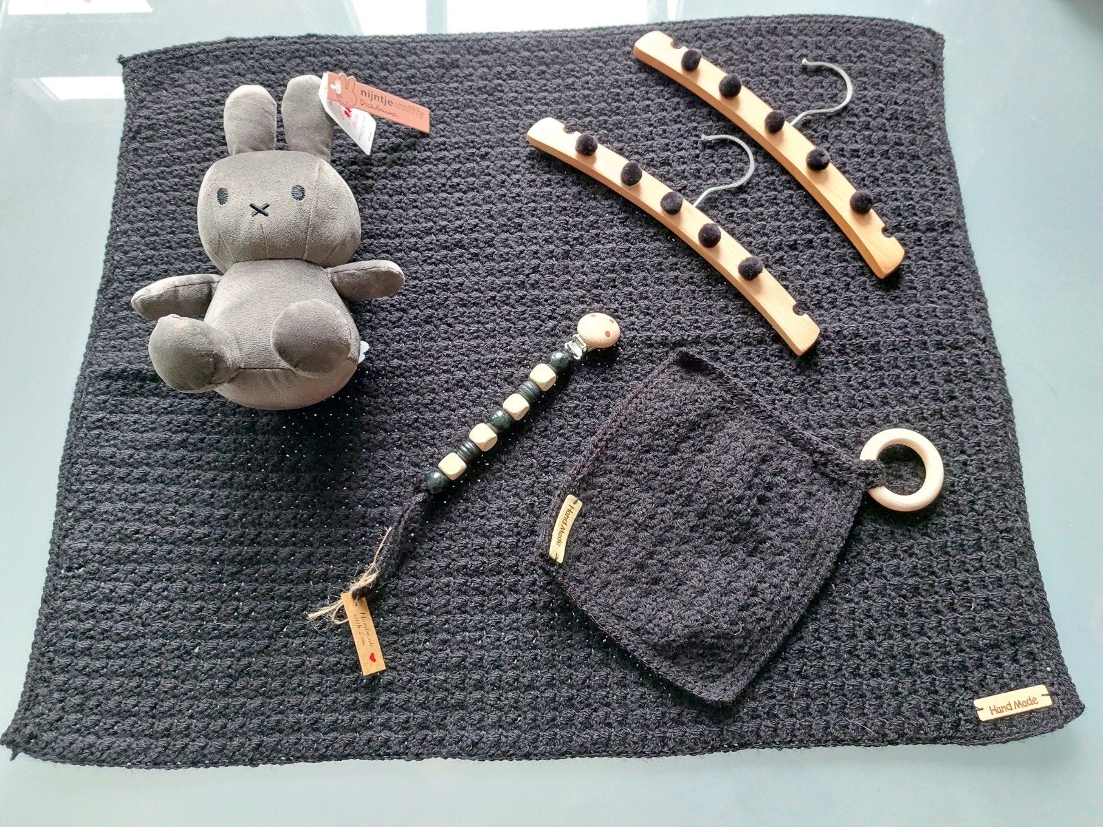 Handgehaakte babydekentje set - Zwart, Ophalen of Verzenden, Nieuw, Deken