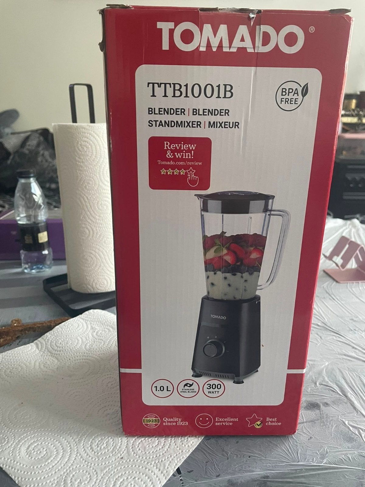 Nieuwe Tomado TTB1001B Blender - 1.0L, 300W, BPA-vrij, Ophalen of Verzenden, Nieuw, Blender