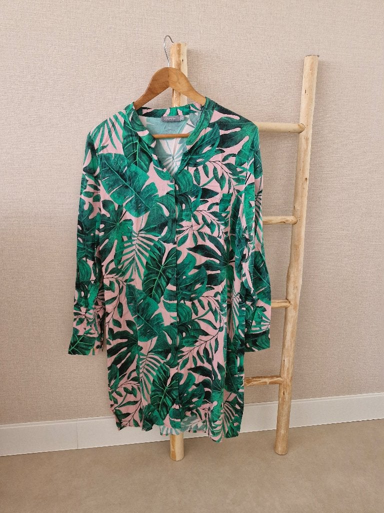 Geisha blousejurk met bladerenprint maat L, Maat 38/40 (M), Geisha, Meerkleurig, Ophalen of Verzenden