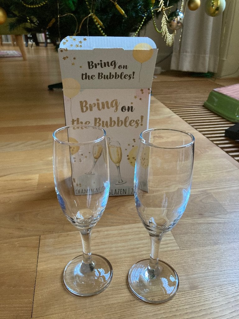 Champagneglas 2 stuks nieuw in doos, Ophalen of Verzenden, Nieuw, Borrel- of Shotglas