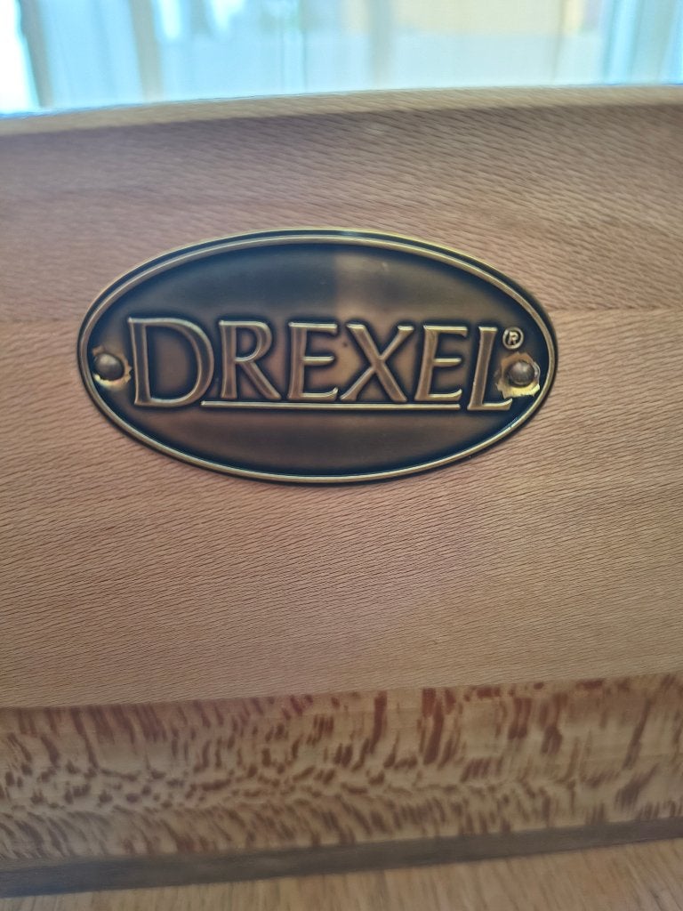 Vintage Drexel Heritage Highboy Ladekast | Mid-Century Eiken, 5 laden of meer, 100 tot 150 cm, Drexel Heritage, Zo goed als nieuw
