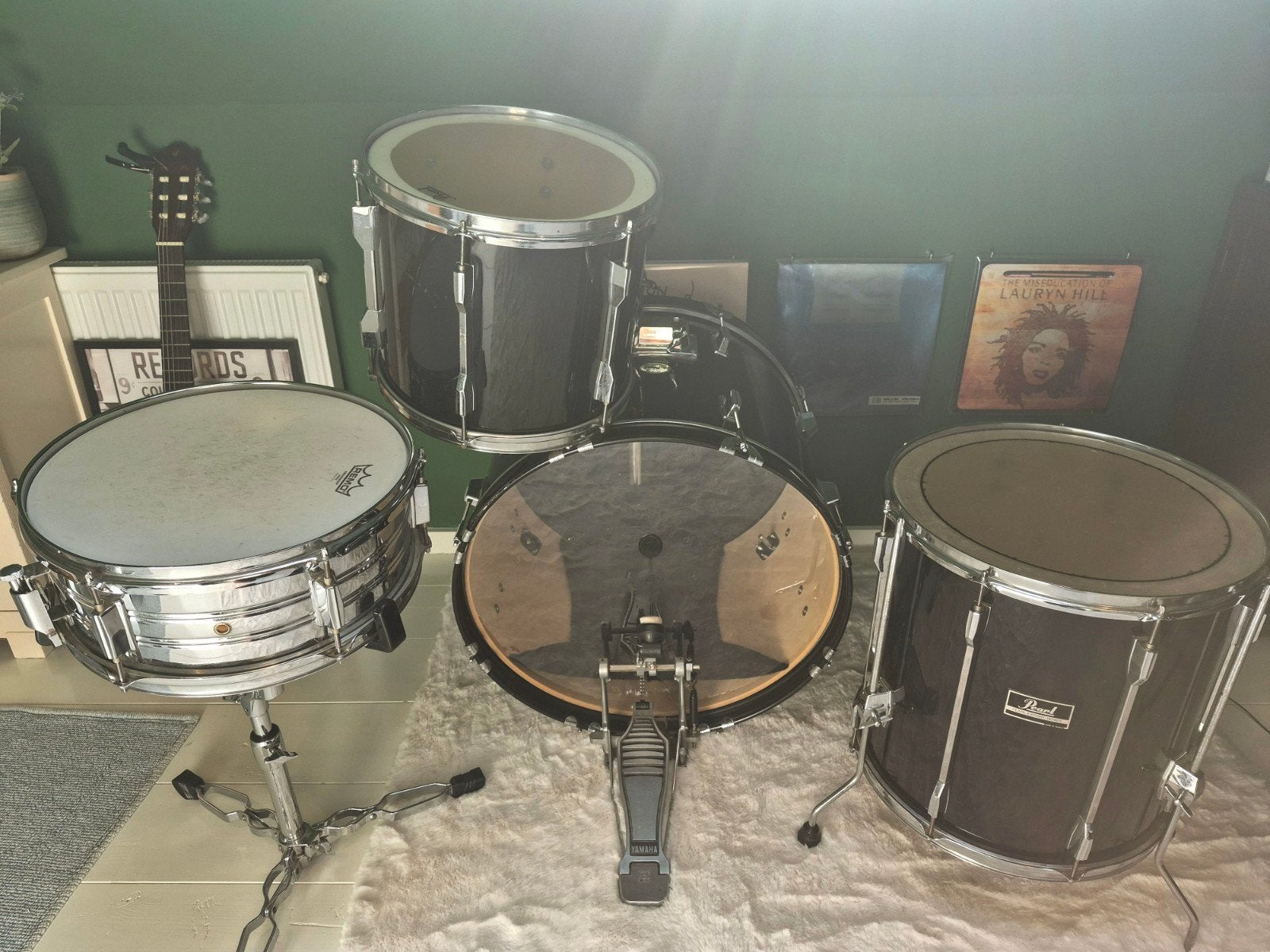 Pearl export drumstel + yamaha basdrumpedaal + hardware, Muziek en Instrumenten, Drumstellen en Slagwerk, Ophalen, Gebruikt, Pearl
