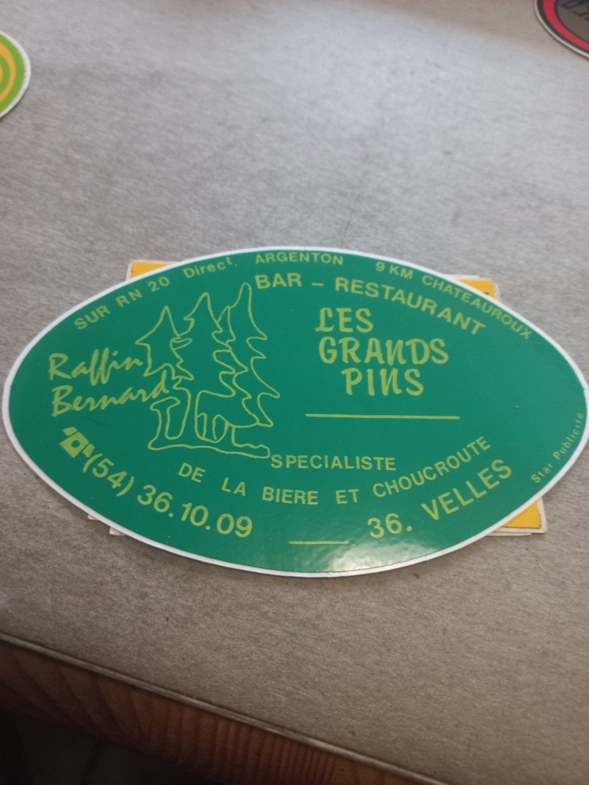 Vintage Sticker: Les Grands Pins Bar-Restaurant, Ophalen of Verzenden