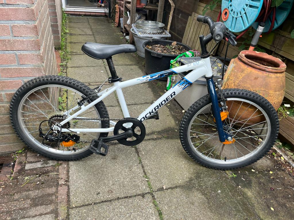 Rockrider kinder mountainbike 20 inch - Wit/Blauw, Ophalen of Verzenden, Zo goed als nieuw, Staal