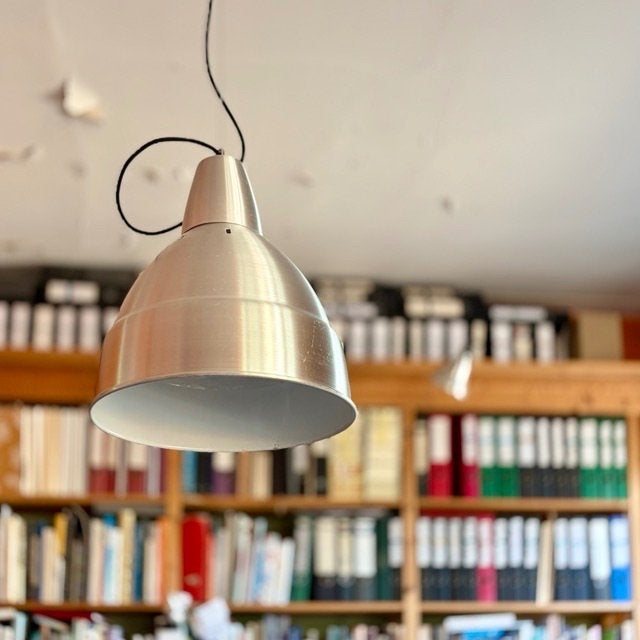 Industriële hanglampen, 5 st. - 38 cm., Ophalen, Gebruikt, E27 (groot), Metaal