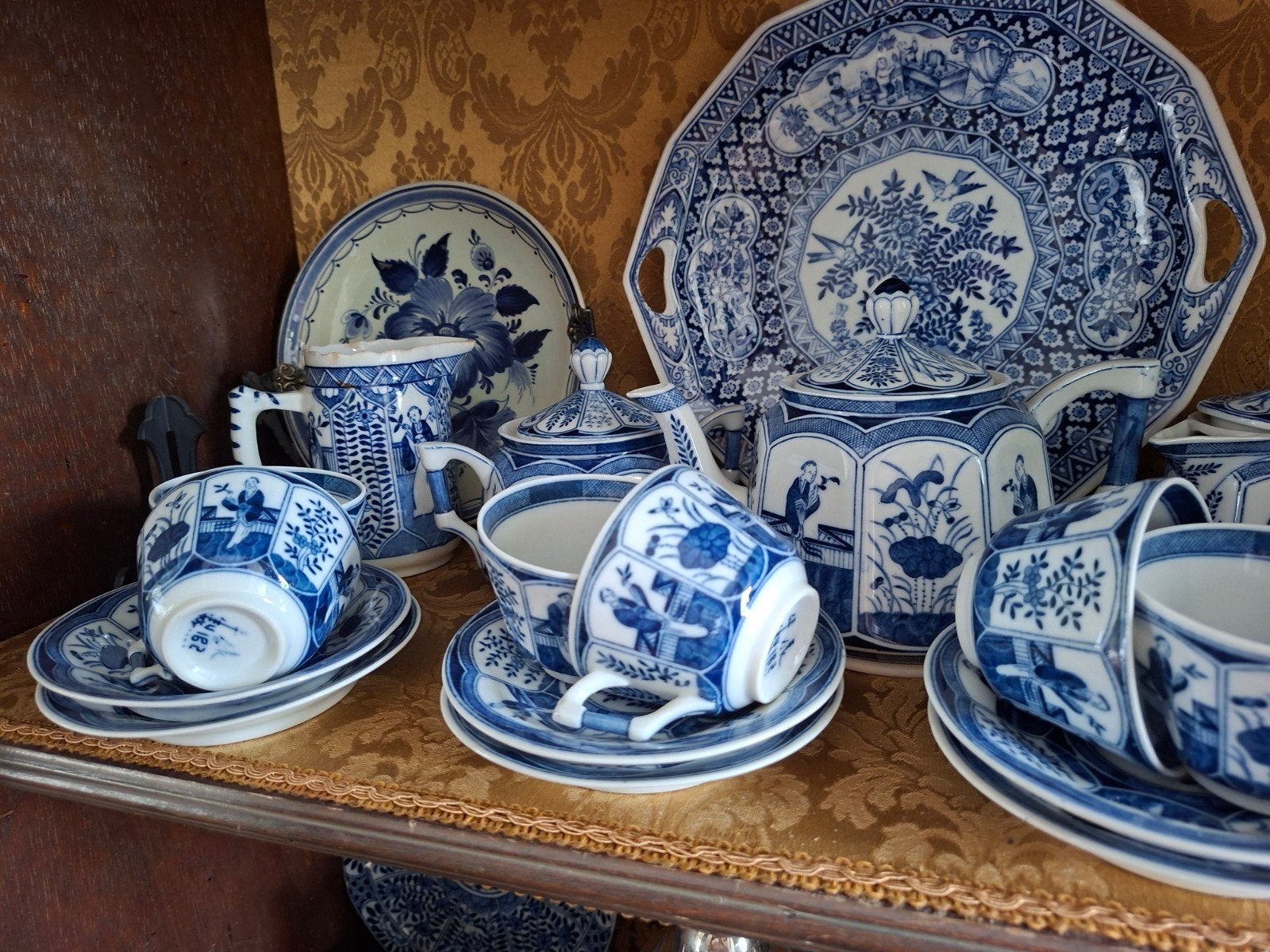 Prachtig Antiek Chinees Servies - Blauw en Wit Porselein, Antiek en Kunst, Ophalen