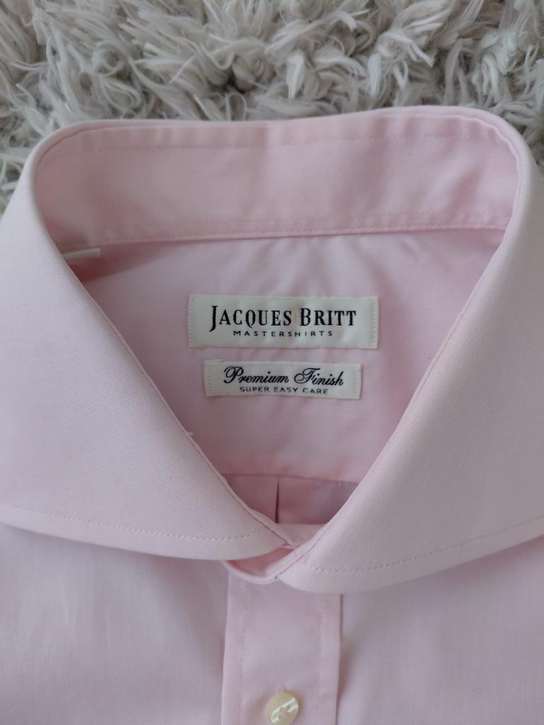 Jacques Britt overhemd 100 % katoen., Kleding | Heren, Ophalen of Verzenden, Zo goed als nieuw, Roze, Halswijdte 41/42 (L)