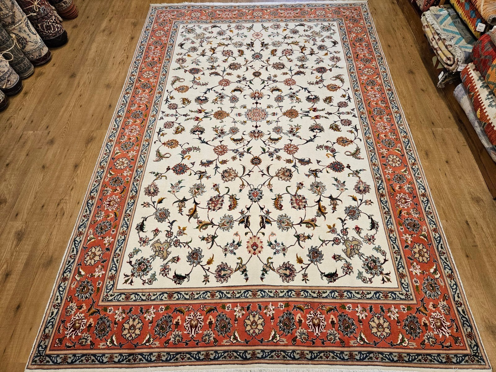 Handgeknoopt perzisch tapijt tabriz 50raj 305x202, Info@SlatsAntiek.nl, Perzisch, Vof Slats Antiek, Ophalen of Verzenden
