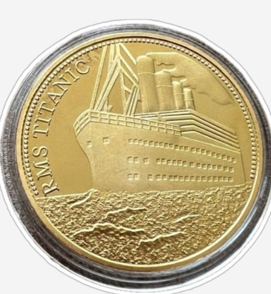 Goudkleurige Titanic Herdenkingsmunt in Beschermdoos, Ophalen of Verzenden, Nieuw
