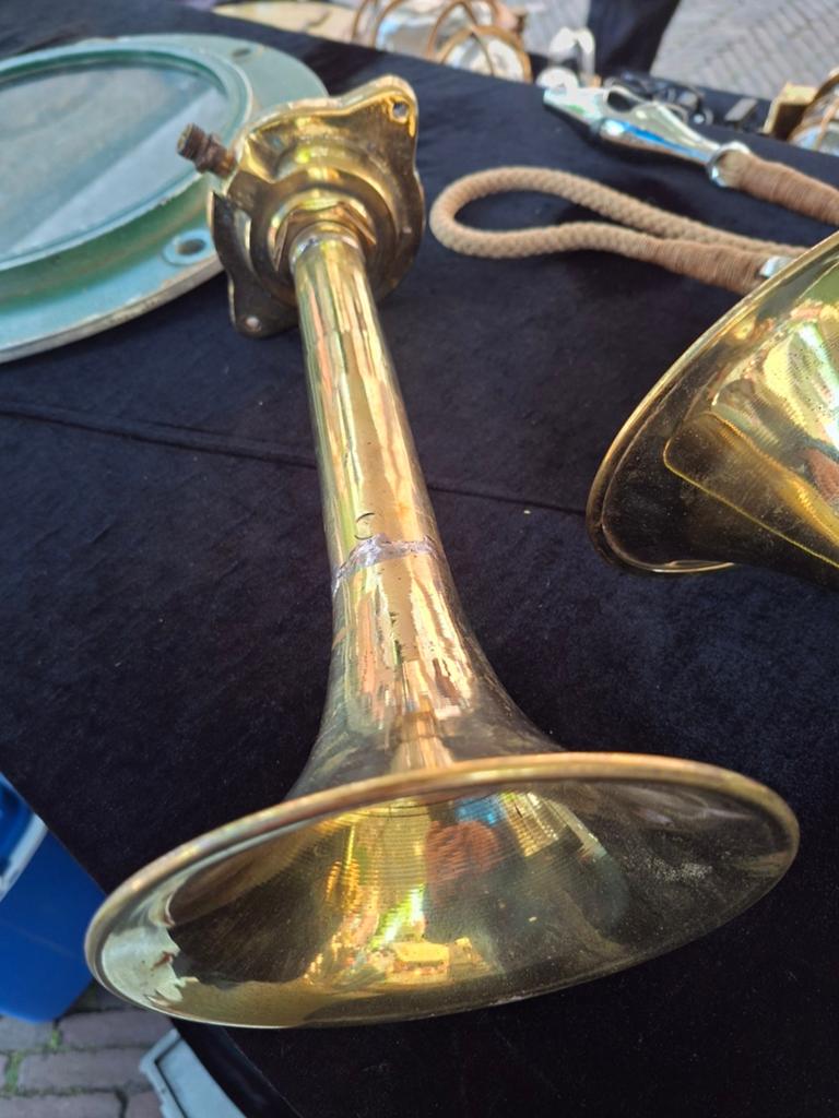 Originele messing scheepshoorn luchthoorn 36 cm, Ophalen of Verzenden, Gebruikt
