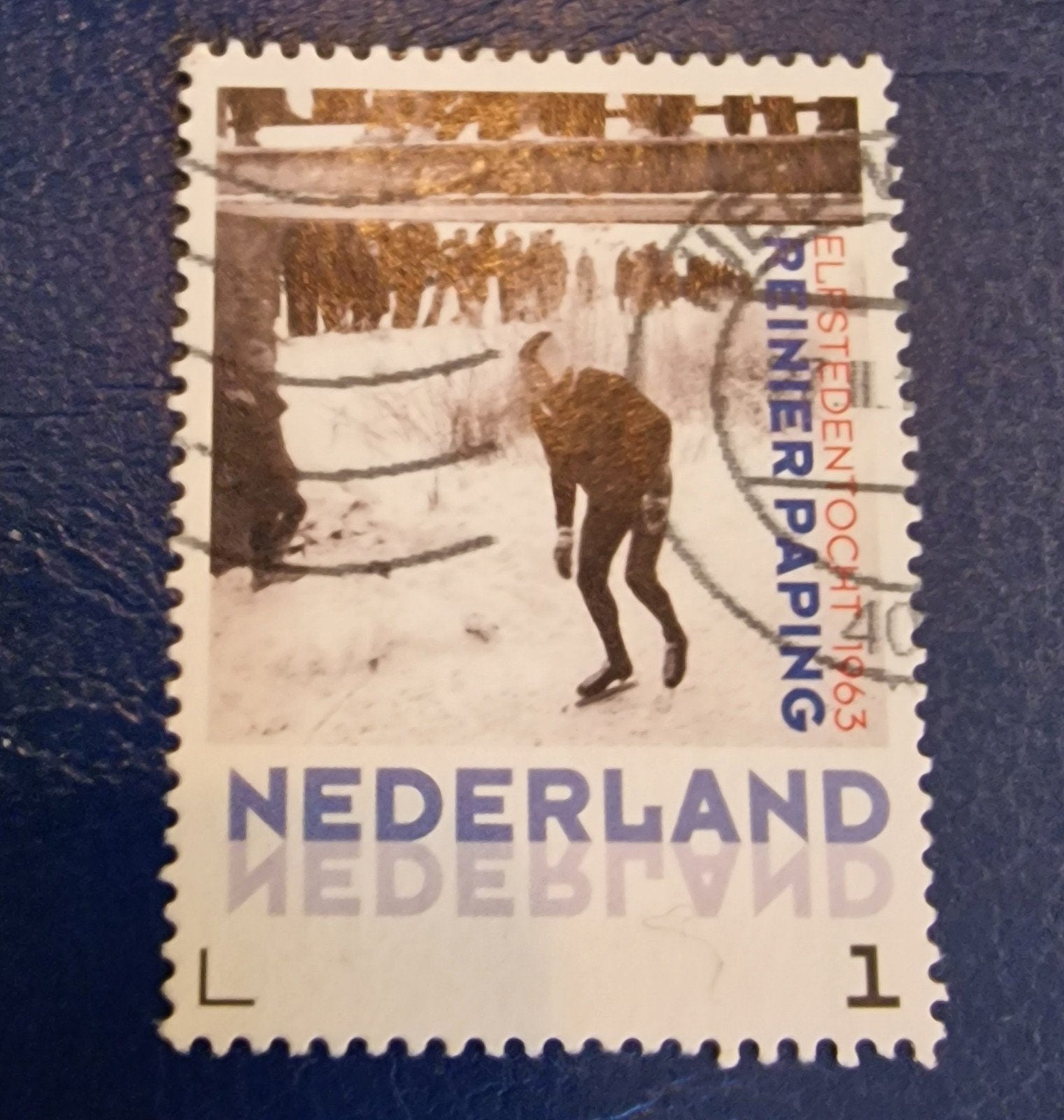 kv996 persoonlijke postzegel  Elfstedentocht 1963 Reinier Pa, Postzegels en Munten, Ophalen of Verzenden, Na 1940, Gestempeld