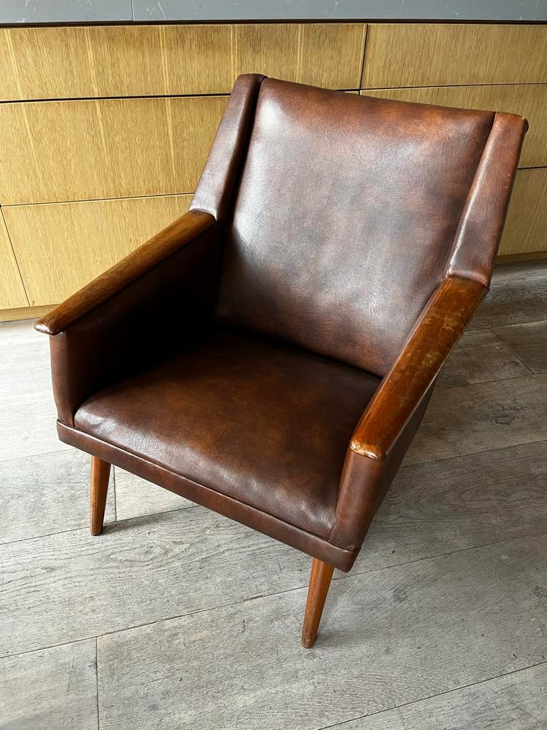 Vintage Bruin Leren Fauteuil - Comfortabel & Karaktervol, Ophalen