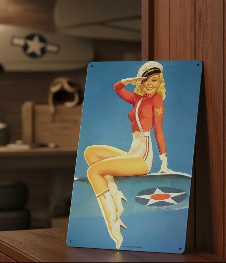 Retro Sexy Leger Pin Up Dame Metalen Wandbord, Verzenden, Landmacht, Nederland