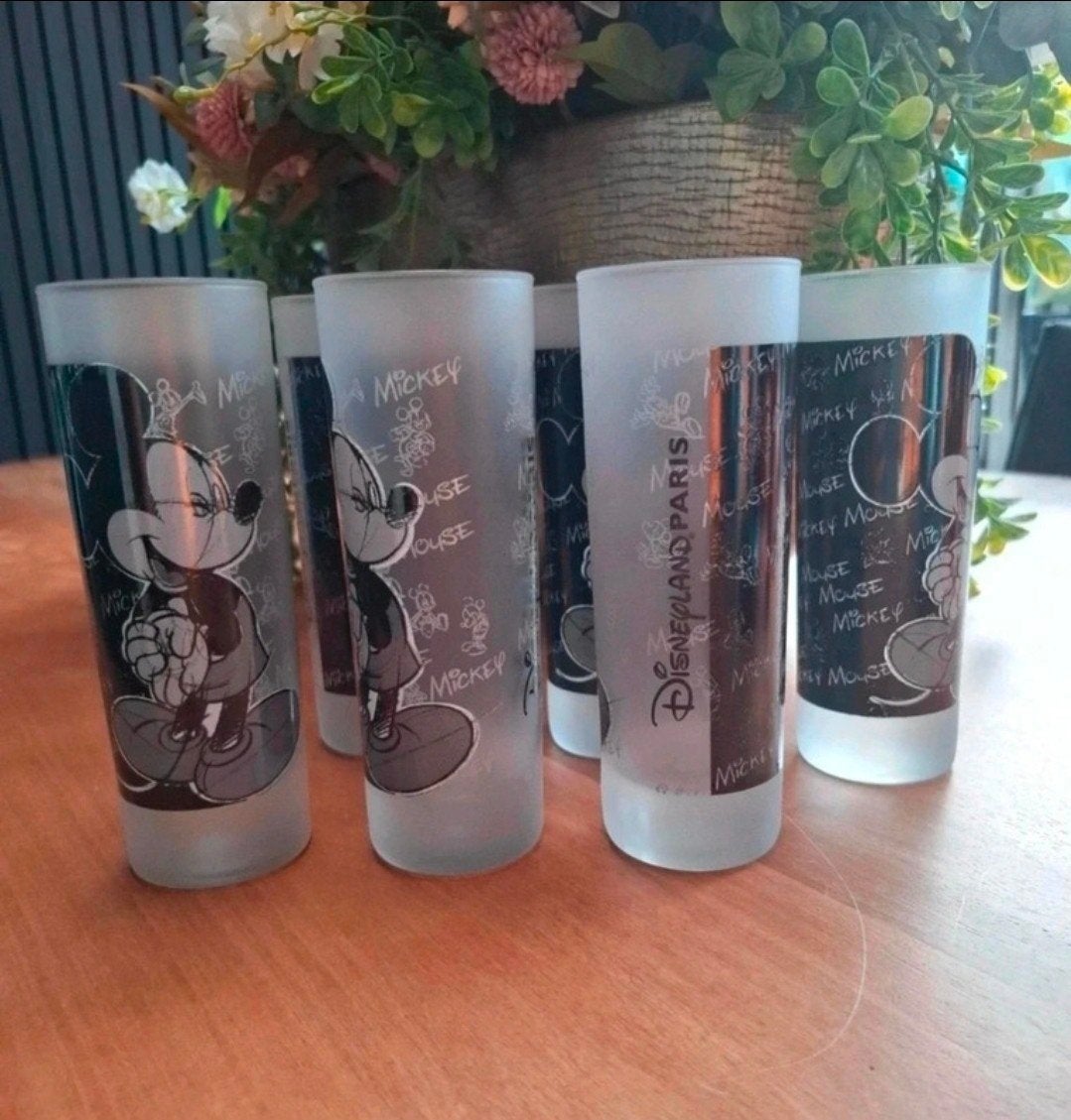 Set van 6 Disney Mickey Mouse glazen - Disneyland Parijs, Ophalen of Verzenden, Zo goed als nieuw, Meerkleurig, Overige merken