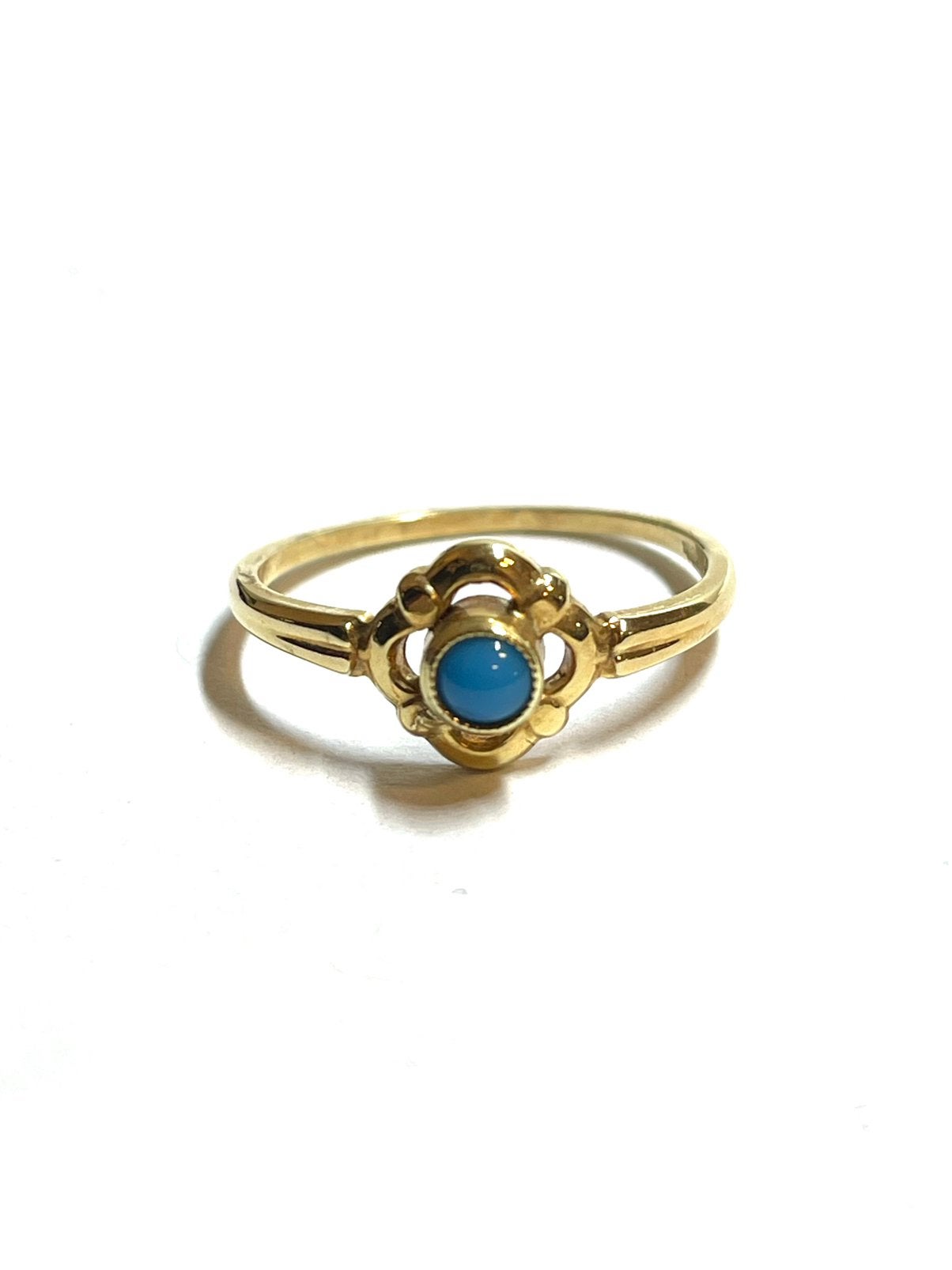 14k gouden ring met een blauwe steen, -, -, Ophalen of Verzenden, Dame