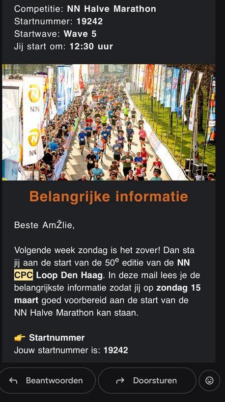 Startbewijs CPC Loop Den Haag - Halve marathon, Overige merken, Overige typen, Nieuw, Ophalen of Verzenden