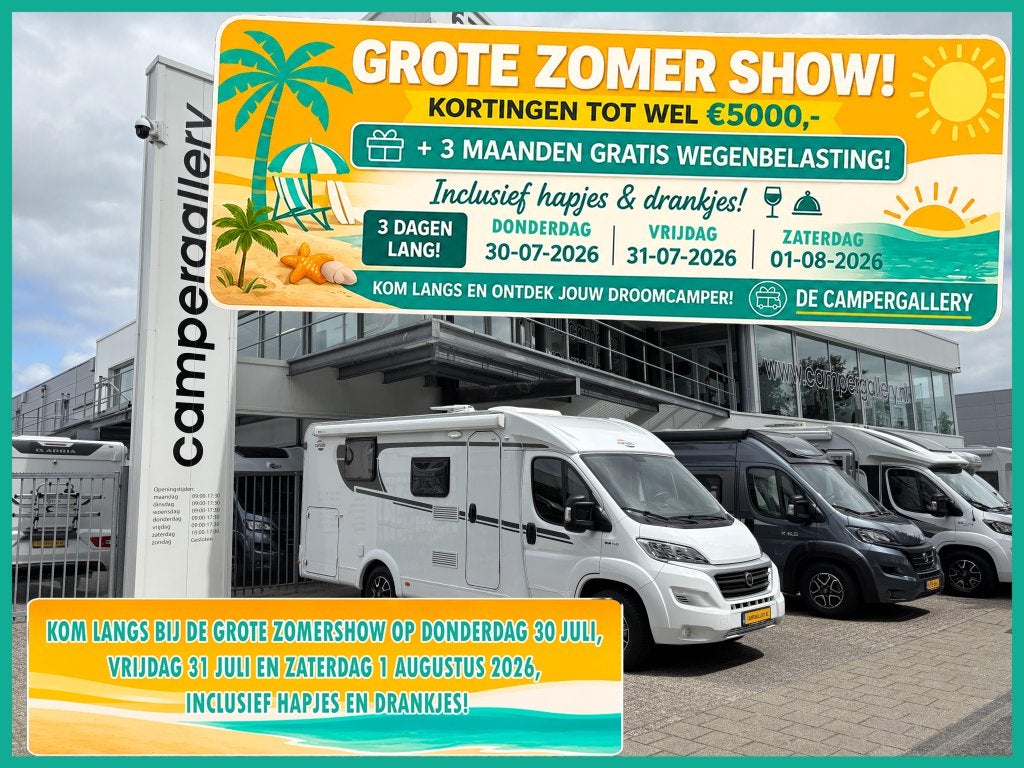 Carado V 339 QUEENSBED 6.75M CAMERA SATELLIETSCHOTEL, Caravans en Kamperen, Campers, Fiat, 6 tot 7 meter, Bedrijf, Tot en met 3