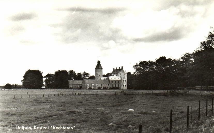 Dalfsen, Kasteel Rechteren - gezicht op - gelopen, Ophalen of Verzenden, 1960 tot 1980, Gelopen, Overijssel