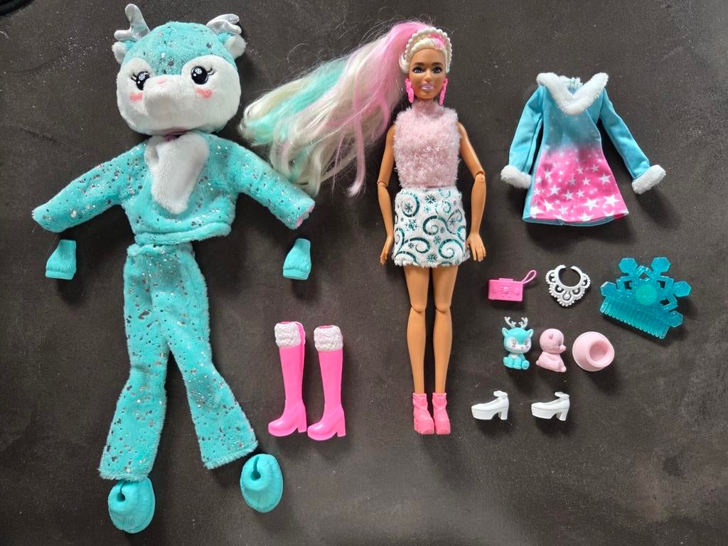 Barbie Cutie Reveal Snowflake Sparkle Hert, Kinderen en Baby's, Speelgoed | Poppen, Ophalen of Verzenden, Zo goed als nieuw, Barbie